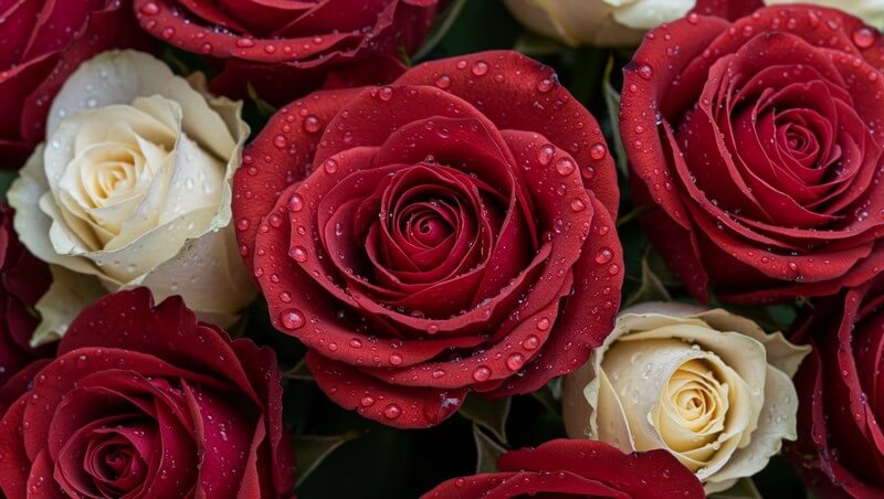 Fresh and beautiful flower delivery in Manila is a priority for Flowers-Manila (wet petals of roses)